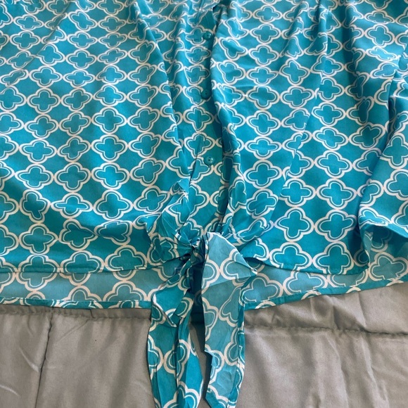 Susan Graver Multicolored Button Down Shirt with Tie Front - Picture 8 of 15